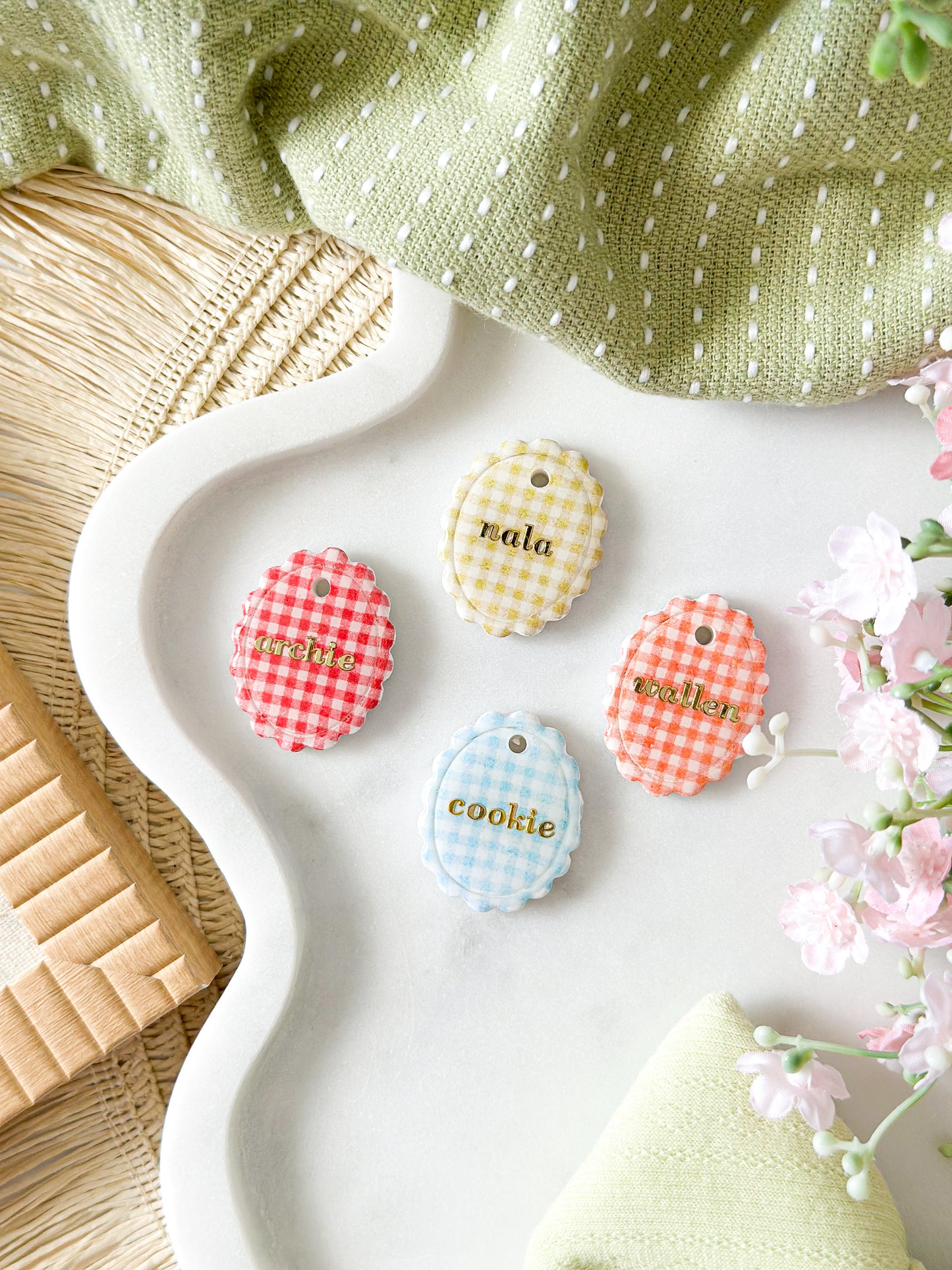 cottage gingham | pet id tag