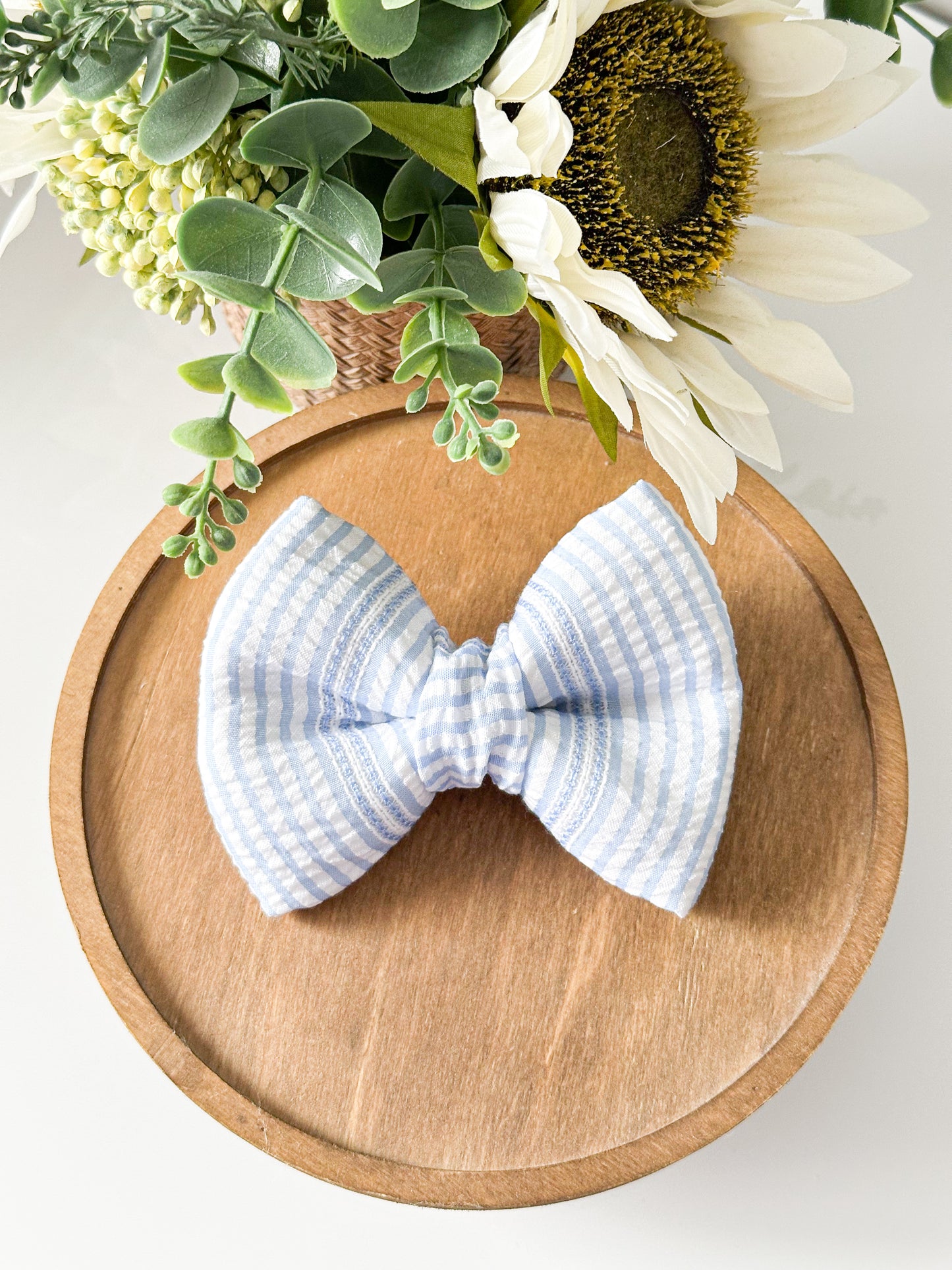 coastal stripes classic dog bow