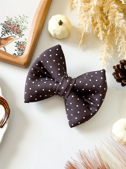 brown polka dot classic dog bow