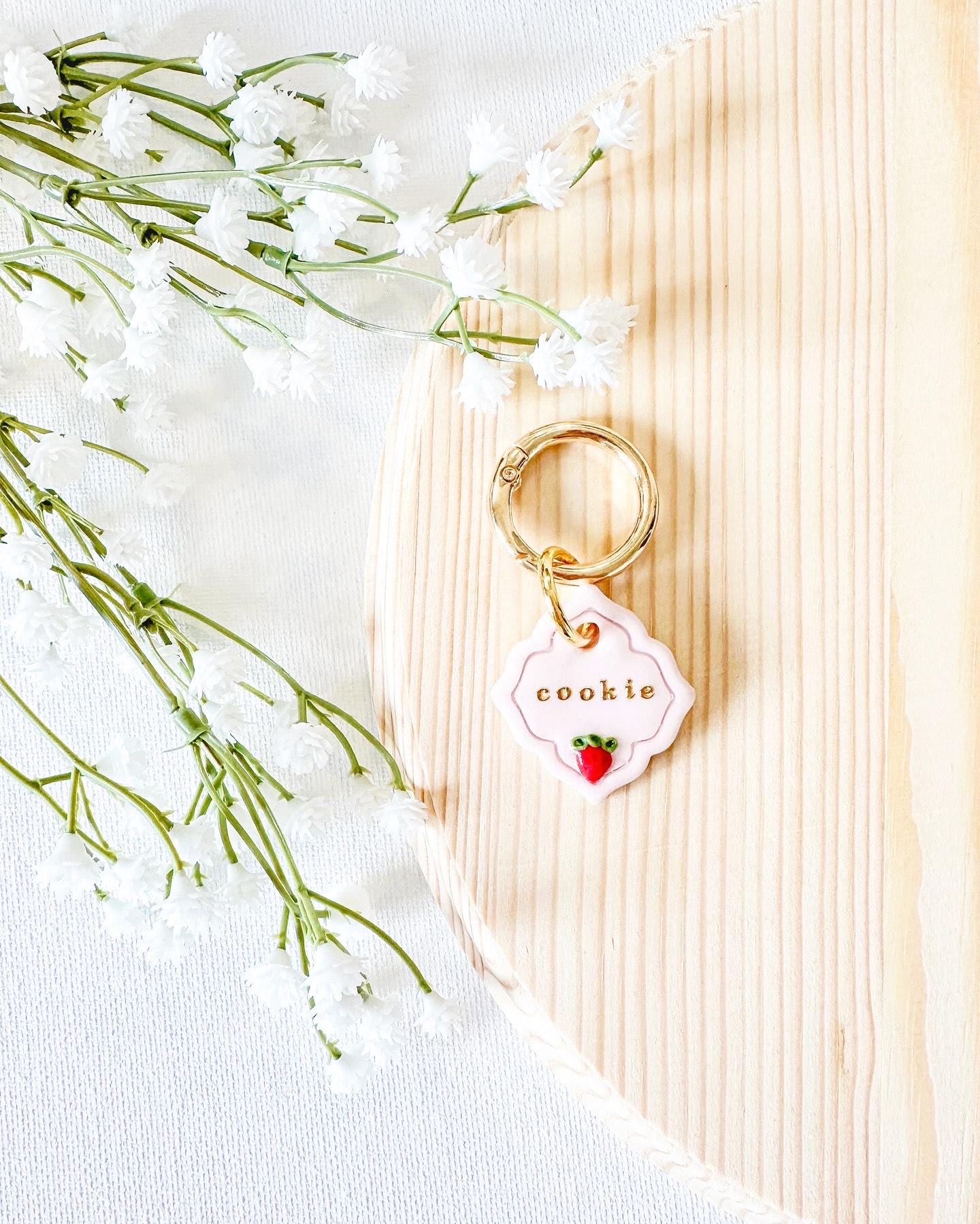 strawberry| pet id tag
