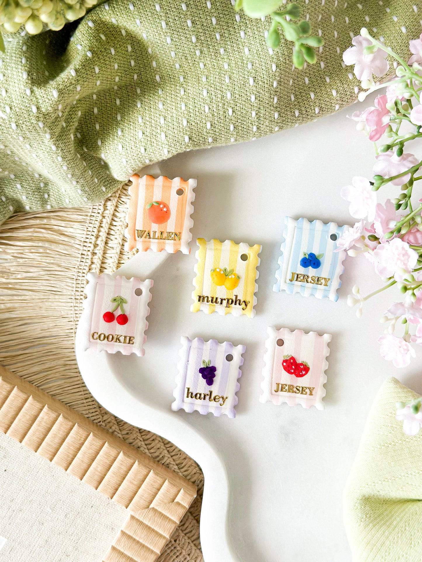 fruit postage stamp | pet id tag