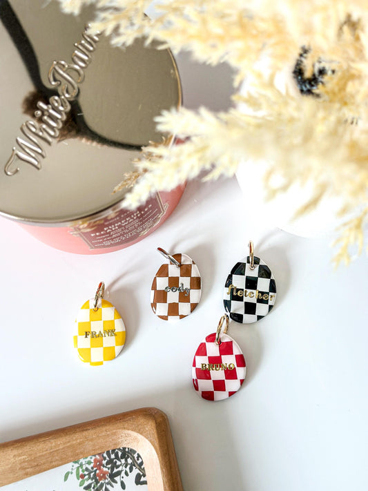 checkered| pet id tag