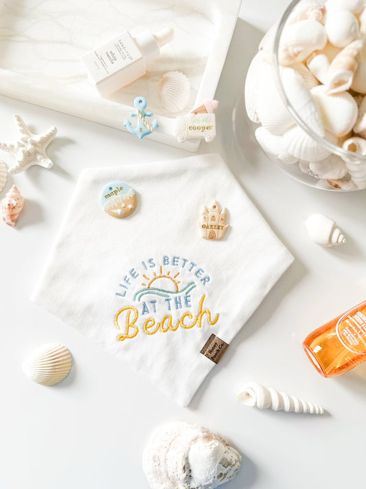"life is better at the beach"| pet bandana