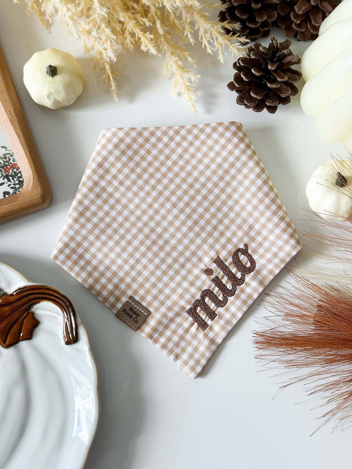 neutral gingham | pet bandana