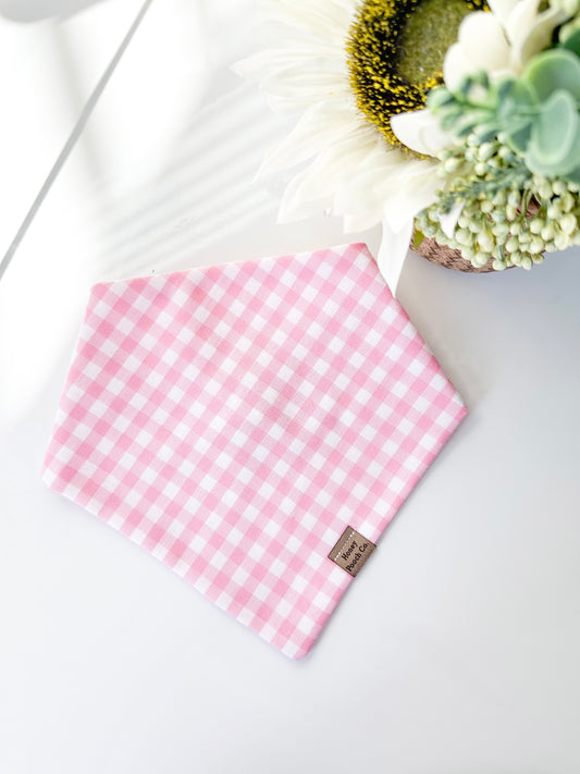 pink picnic gingham| pet bandanna
